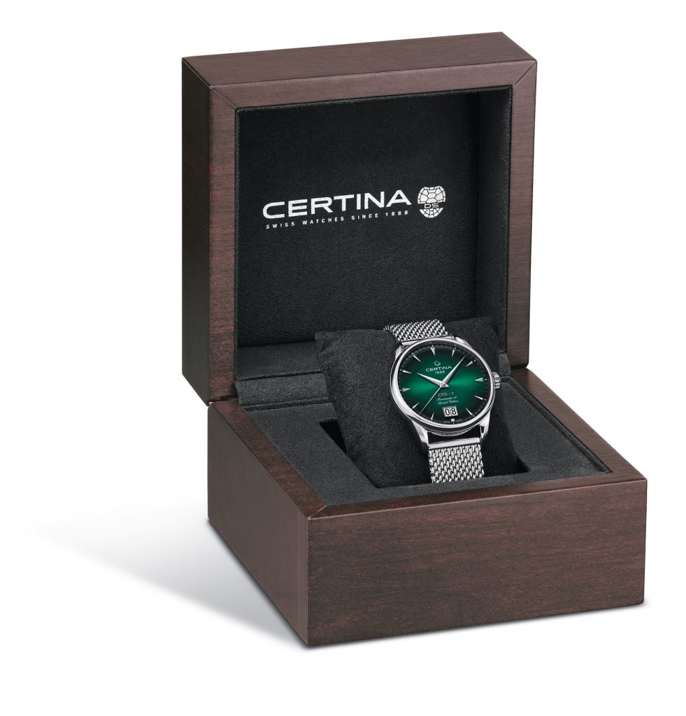 Certina DS-1 special edition herenhorloge met groene wijzerplaat in horloge doos